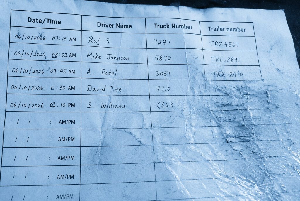 hand written log